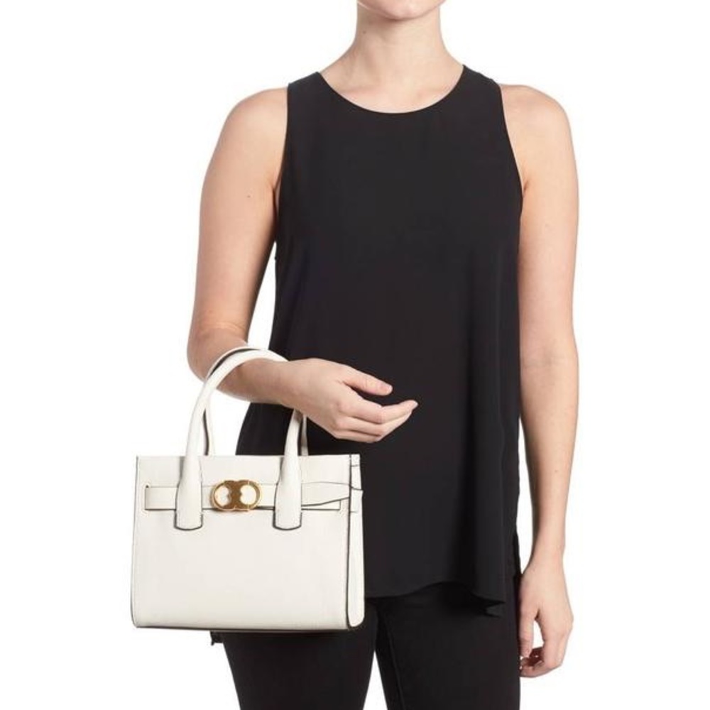 Tory Burch Gemini Link Small Leather Satchel Ivory